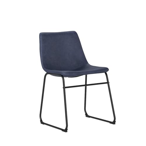Armless Dining Chairs, Set of 2, Navy Blue