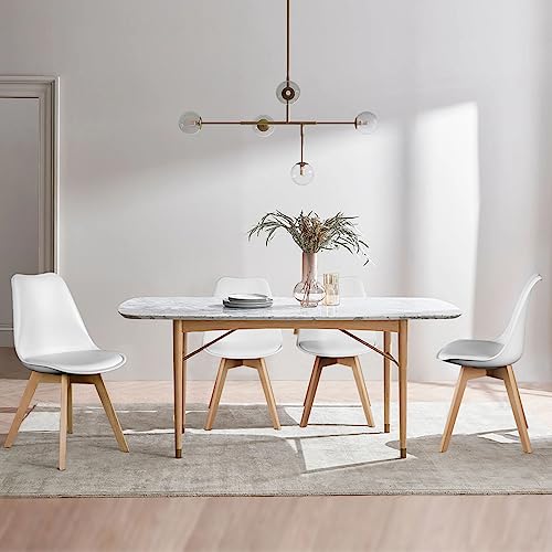 Whiteland PU Leather Mid-Century Modern Dining Chair Set (4 Pieces)