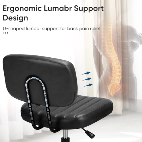 Armless Office Desk Chair with Low Back Support and Adjustable Height for Small Spaces