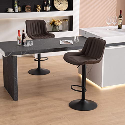 Modern Brown Counter Height Bar Stools Set of 2 for Kitchen Island