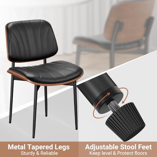 Mid-Century Modern Black Dining Chair Set of 4