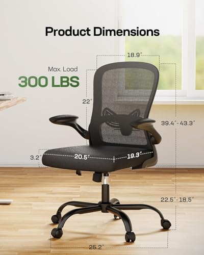 Ergonomic Mesh Back Office Chair with Adjustable Lumbar Support and Armrests