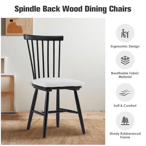 2 Windsor Dining Chairs with Removable Cushions for Restaurant Seating