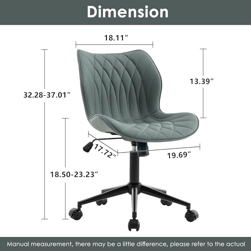 ROYAL LEGEND LEGACY Comfy Armless Office Chair: Adjustable, Ergonomic, and Stylish (Grayish Green)