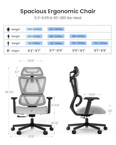 Ergonomic Office Chair with Adaptive Lumbar Support for Big and Tall Users