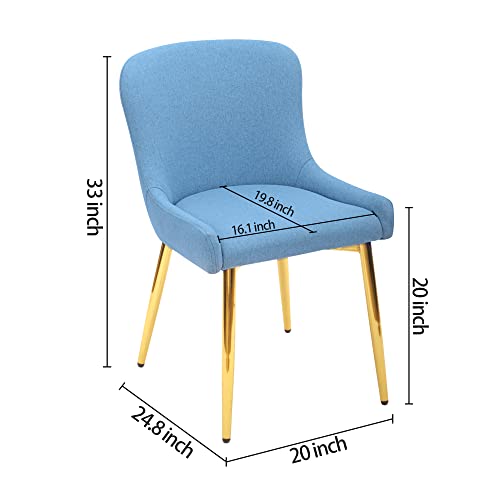 Mid Century Modern Blue Dining Chairs, Set of 2, for Kitchen and Living Room