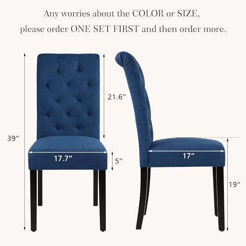 Blue Solid Wood Dining Chairs, set of 2