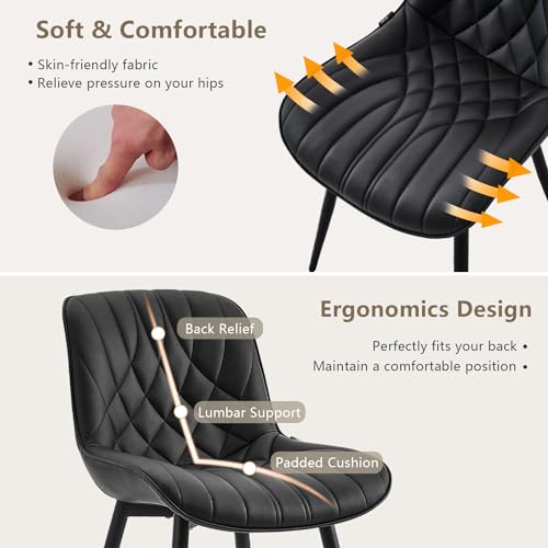 Elegant Black Dining Chair Set of 2 for Kitchen & Dining Room