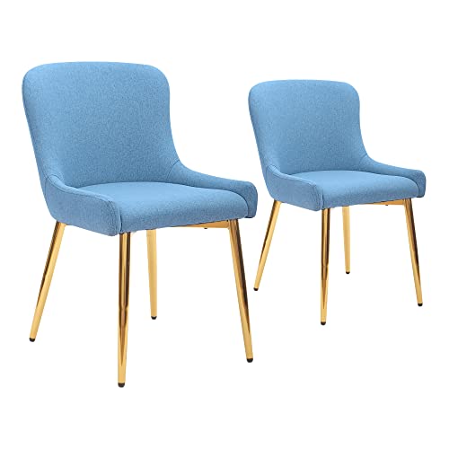 Mid Century Modern Blue Dining Chairs, Set of 2, for Kitchen and Living Room