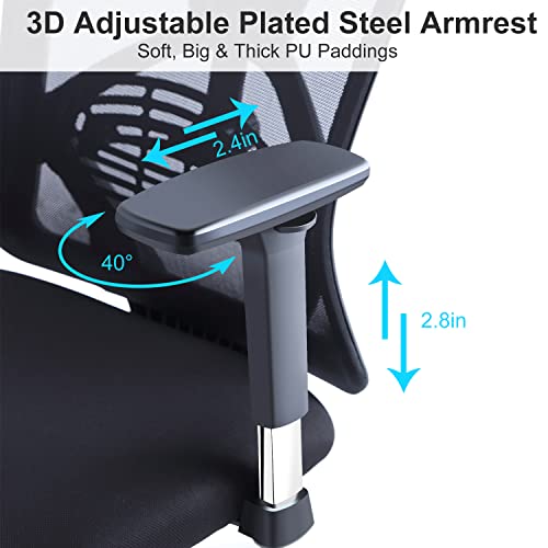 Ergonomic Office Chair with Adjustable Lumbar Support and Headrest - For Office Use