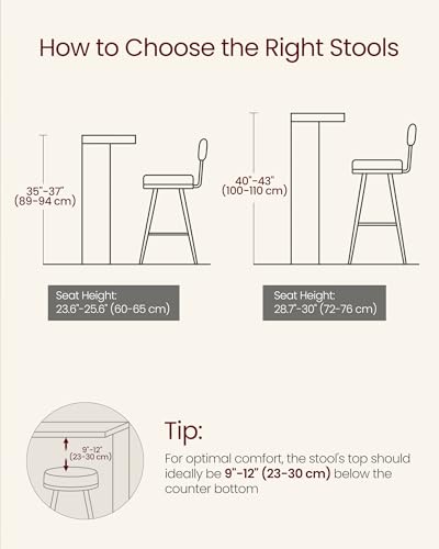 Ink Black Rattan Back Bar Stools with Synthetic Leather Upholstery, 25.1-Inch ULBC087B01