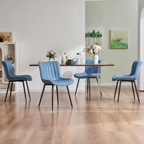 Mid-Century Modern Blue Dining Chair Set of 2