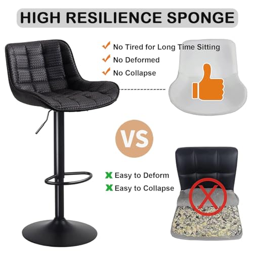 Black Bar Stools Set of 2 for Kitchen Islands