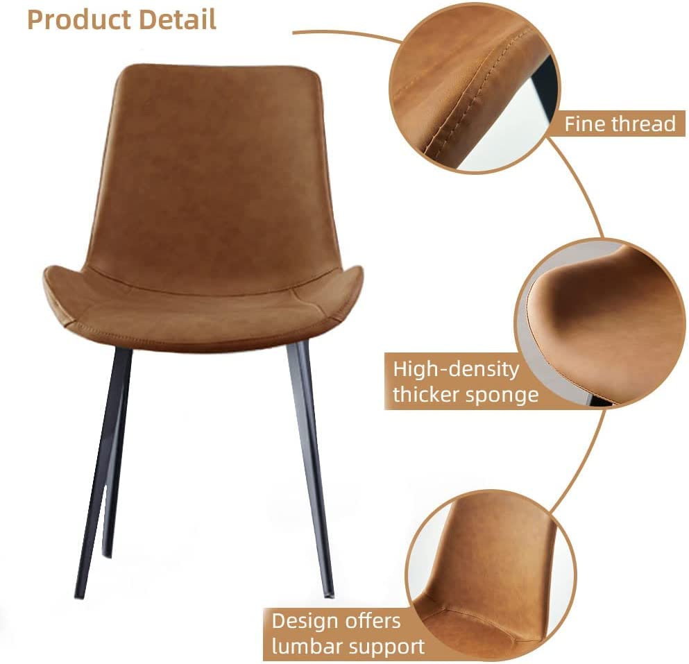 Sturdy Brown Faux Leather Dining Chair Set (Set of 2)