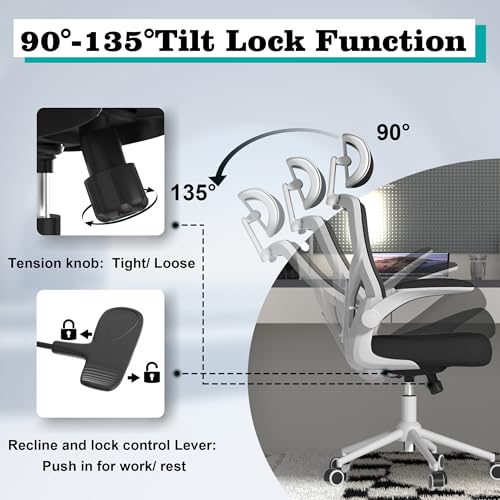 High Back Ergonomic Office Chair with Adjustable Headrest and Lumbar Support (White & Black)