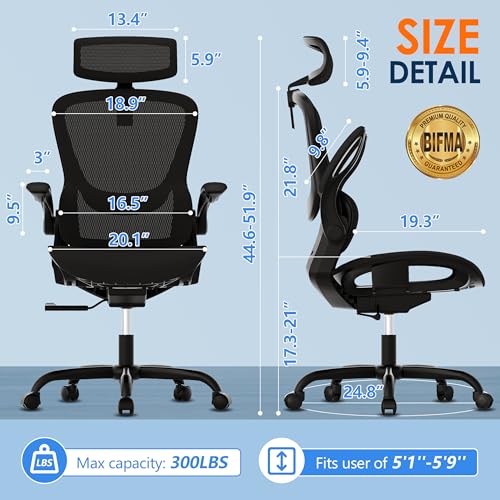 Ergonomic Mesh Office Chair with Adjustable Armrest and Headrest