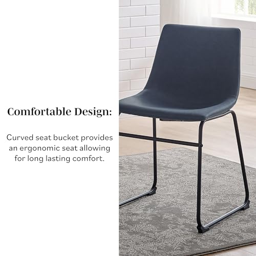 Armless Dining Chairs, Set of 2, Navy Blue