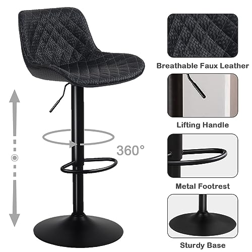 ROYAL LEGEND LEGACY Set of 2 Adjustable White Swivel Bar Stools with Back for Kitchen Island