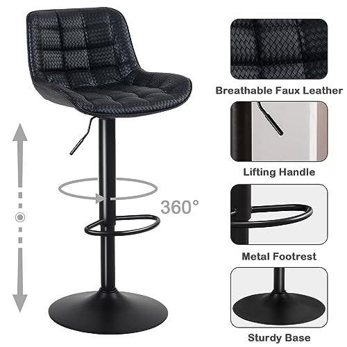 Black Bar Stools Set of 2 for Kitchen Islands
