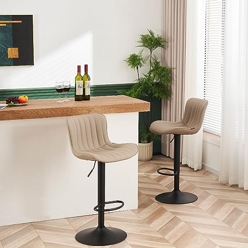Khaki Swivel Bar Stools for Kitchen Island (Set of 2)