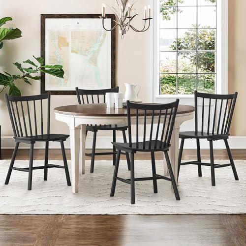 Upgraded Wooden Spindle Back Dining Chair Set of 4
