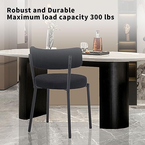 4 Modern Round Upholstered Dining Chairs for Kitchen and Dining Room