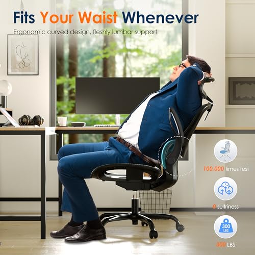 Ergonomic Mesh Office Chair with Adjustable Armrest and Headrest