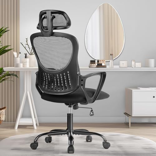 Ergonomic High-Back Desk Chair with Adjustable Headrest and Lumbar Support for Home Office or Gaming