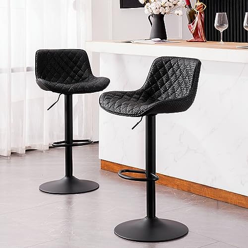 ROYAL LEGEND LEGACY Set of 2 Adjustable White Swivel Bar Stools with Back for Kitchen Island