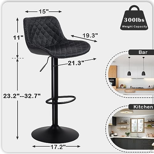 ROYAL LEGEND LEGACY Set of 2 Adjustable White Swivel Bar Stools with Back for Kitchen Island